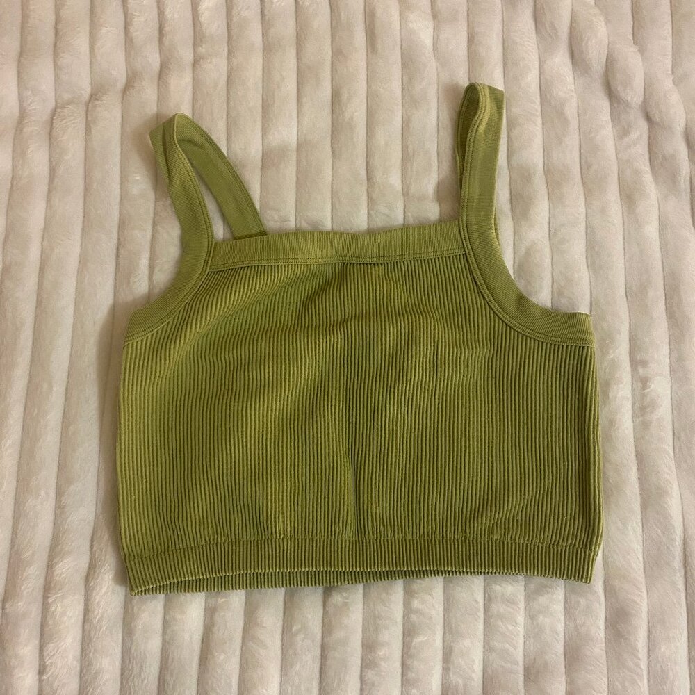 💚 Cotton:On Soft Sage Green Bamboo Crop Tank Top